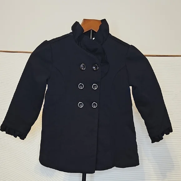 Janie and Jack Classic Black Pea Coat for Kids - Picture 1 of 10